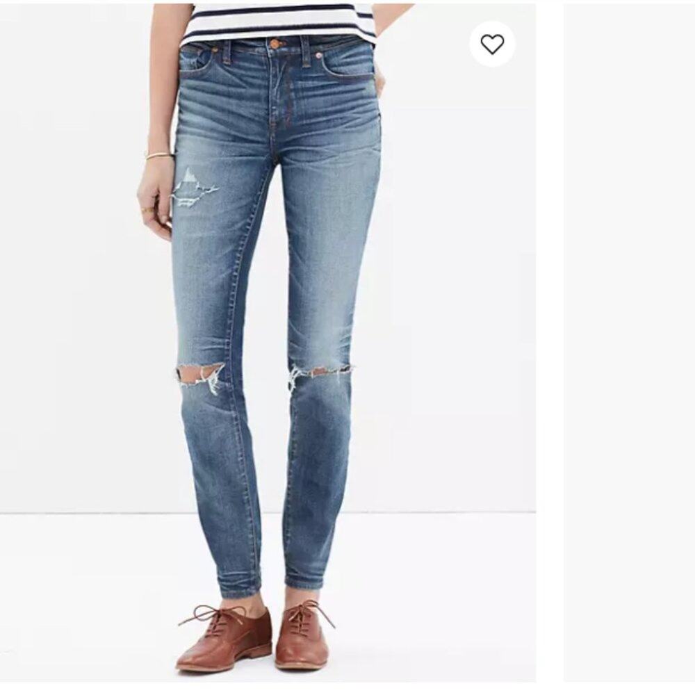 Madewell 9" High-Rise Skinny Jeans: Torn-Knee